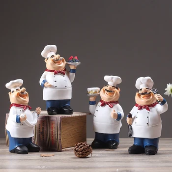 Retro Chef Modelo De Enfeites De Resina Artesanato Mini Chef Figuras De Cozinha Casa Restaurante, Bar E Café Decoração