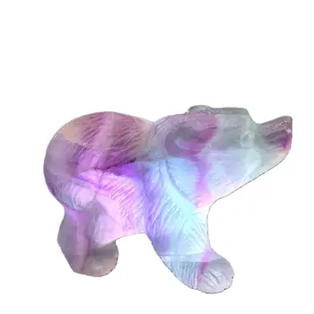 Natural da fluorite de cristal lindamente esculpidas urso ornamentos